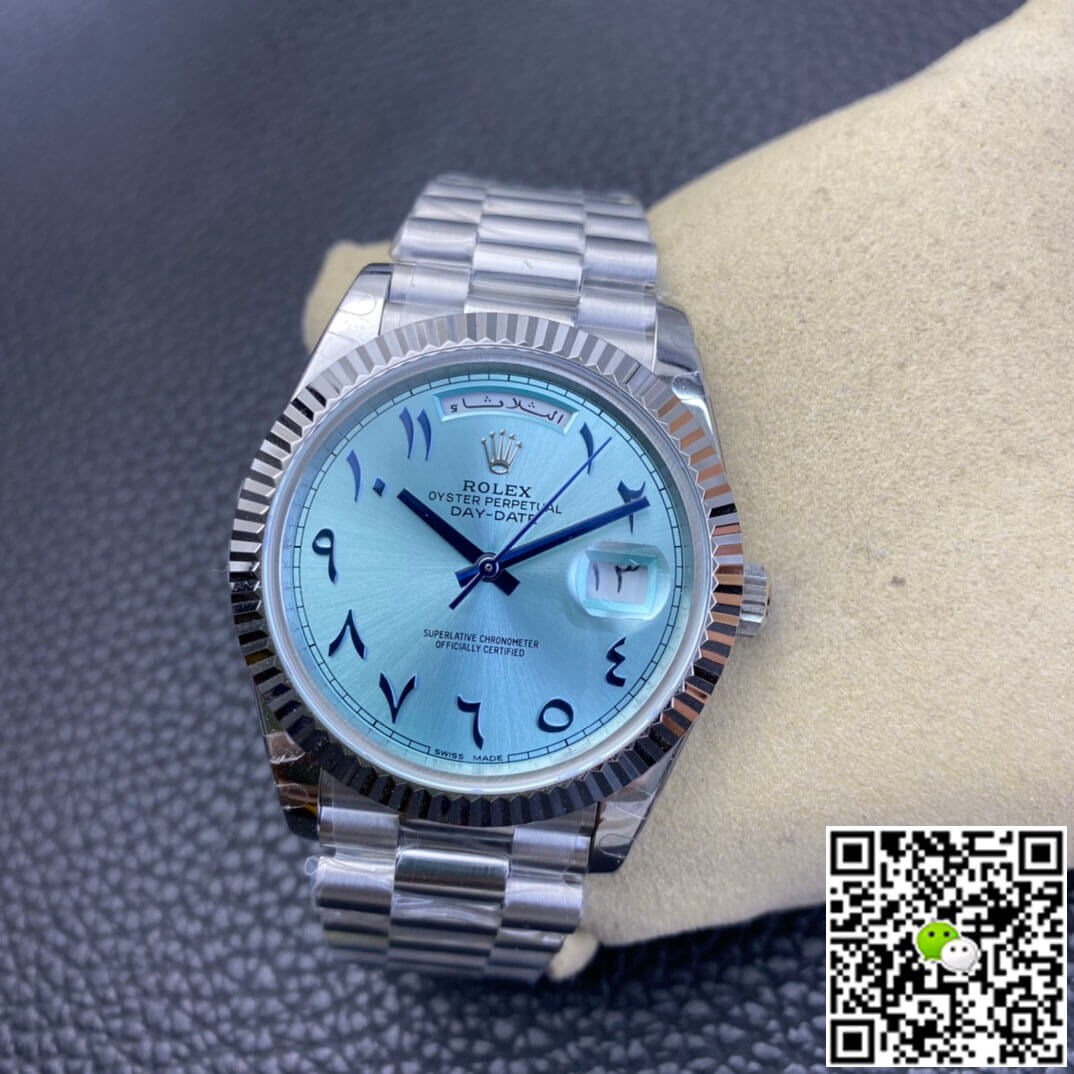 Best Replica Replica Rolex Day Date 1:1 Best Edition BP Factory Middle East Custom Ice Blue Dial - Colareps