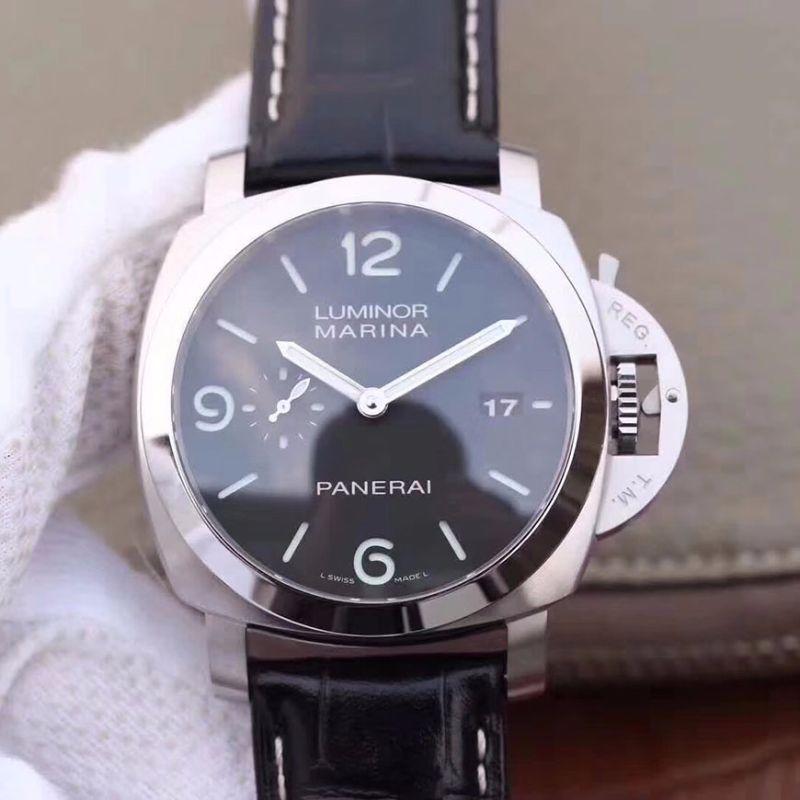 Best Replica Panerai Replica Luminor Marina 1950 PAM312 VS Factory 1:1 Best Edition Swiss ETA P9000 Black Dial Black Leather Strap - Colareps