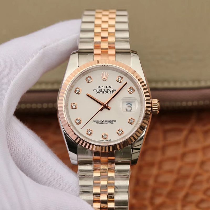 Best Replica Replica Rolex Date-Just 36mm Stainless Steel Two Tone 1:1 Best Edition 18K Gold Wrapped Swiss ETA3135 - Colareps