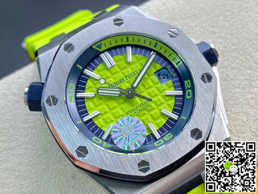 Best Replica Replica Audemars Piguet Royal Oak Offshore Diver 15710ST.OO.A038CA.01 JF Factory 1:1 Best Edition Swiss ETA3120 Green Textured Dial - Colareps