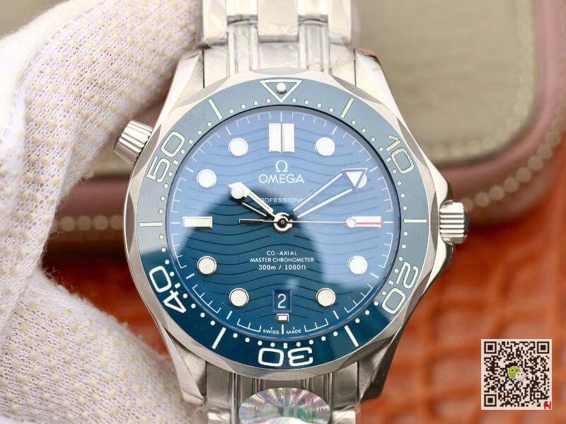 Best Replica Replica Omega Seamaster Diver 300m 210.30.42.20.03.001 VS Factory 1:1 Best Edition Mechanical Watches Swiss ETA9015 Blue wave dial - Colareps