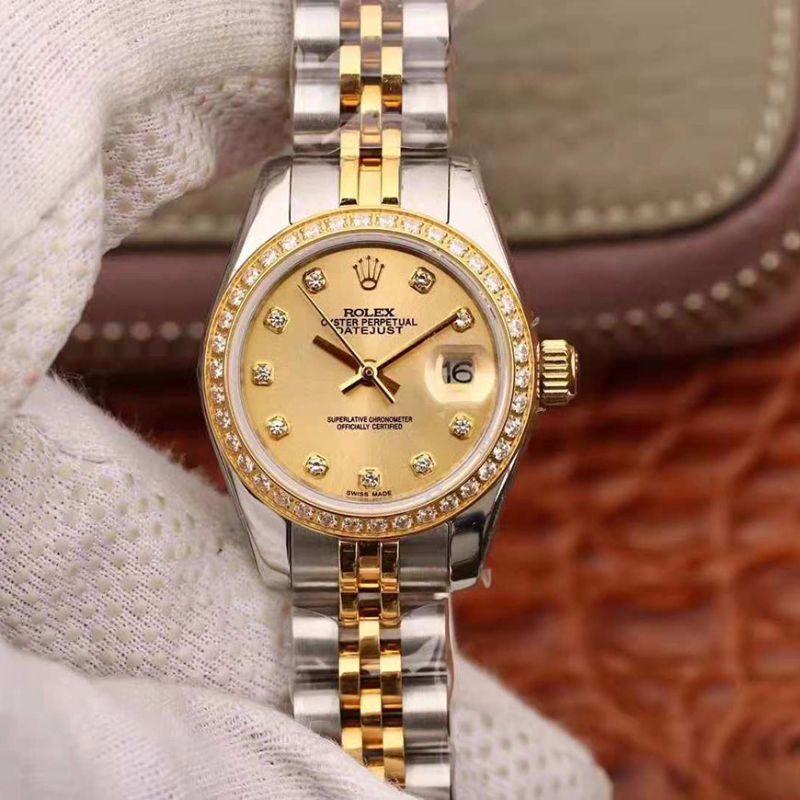 Best Replica Replica Rolex Lady Datejust 28MM 1:1 Best Edition Swiss NH05 Movement Plating 18K Gold Dial - Colareps