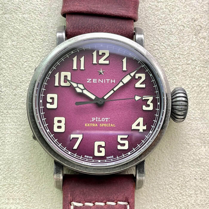 Best Replica Replica Zenith Pilot 11.2430.679.21.C801 XF Factory 1:1 Best Edition Swiss ETA9015 Pink dial - Colareps