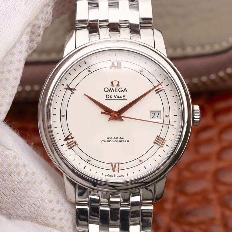 Best Replica Replica Omega De Ville Prestige 424.10.40.20.02.002 MKS Factory 1:1 Best Edition Swiss ETA9015 Silver Dial - Colareps
