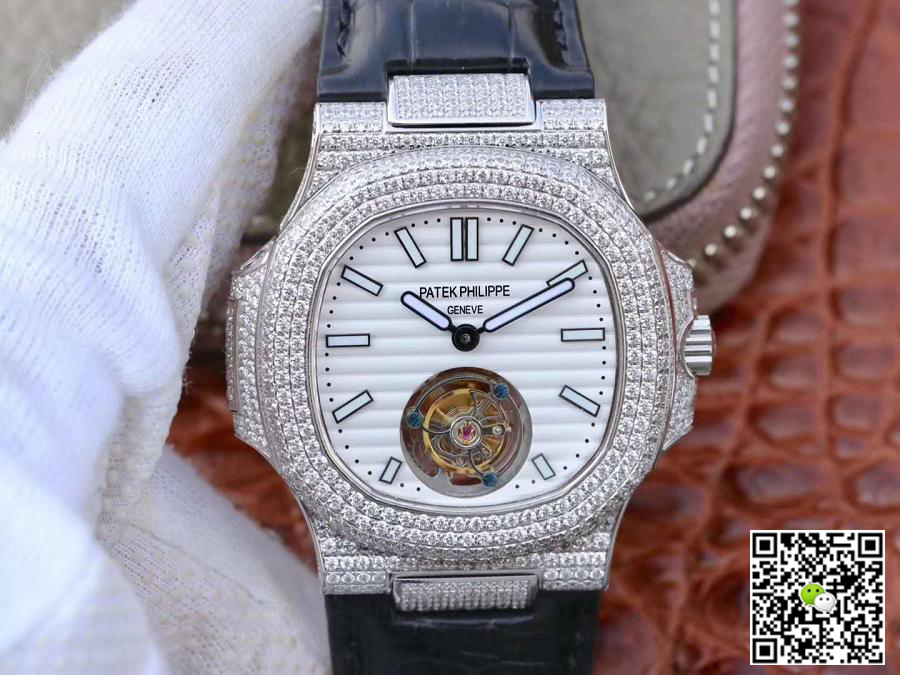 Best Replica Patek Philippe Replica Nautilus Jumbo 5711 R8 Factory 1:1 Best Edition Swiss Tourbillon White Dial - Colareps