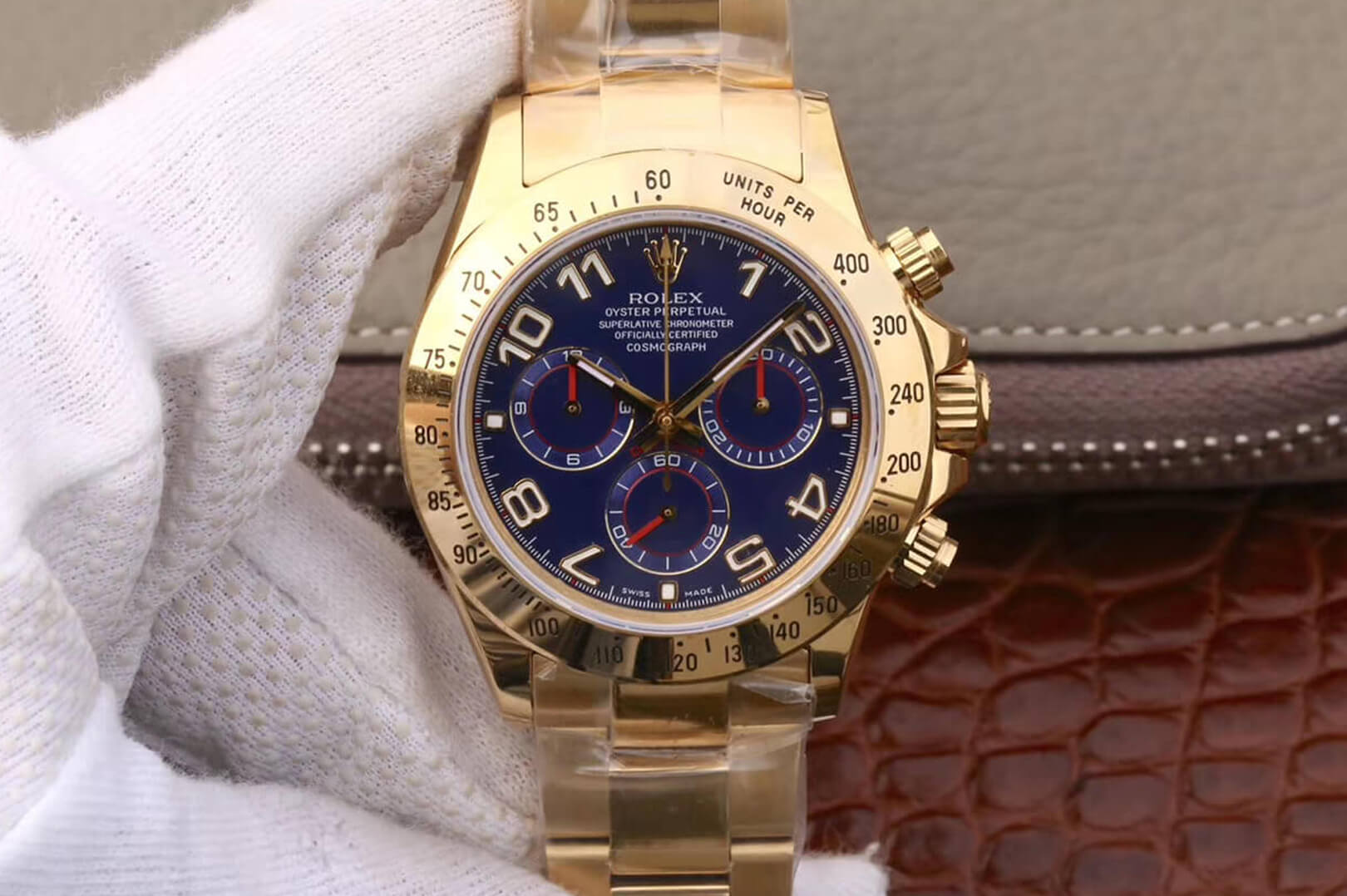 Best Replica Replica Rolex Daytona Cosmograph 116528 1:1 Best Edition JH Factory Yellow Gold Blue Dial - Colareps
