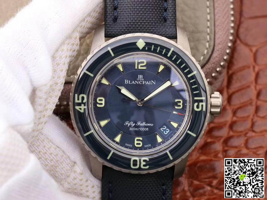 Best Replica Replica Blancpain Fifty Fathoms 5015-12B40-O52A ZF Factory 1:1 Best Edition Swiss ETA2836-2 Black Sail-canvas Strap - Colareps