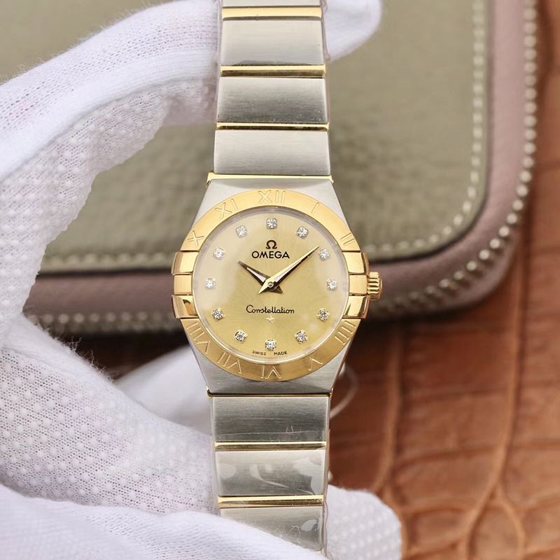 Best Replica Replica Omega Constellation 27mm Quartz Ladies TW Factory 1:1 Best Edition Swiss Eta Quartz 1376 Gold Dial - Colareps
