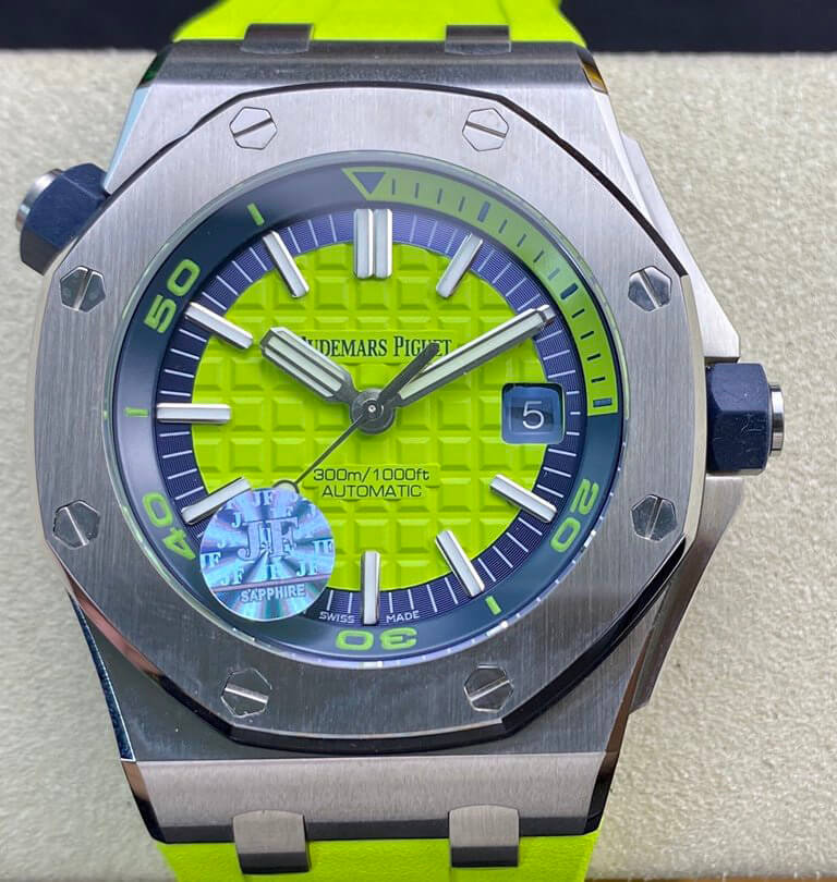 Best Replica Replica Audemars Piguet Royal Oak Offshore Diver 15710ST.OO.A038CA.01 JF Factory 1:1 Best Edition Swiss ETA3120 Green Textured Dial - Colareps