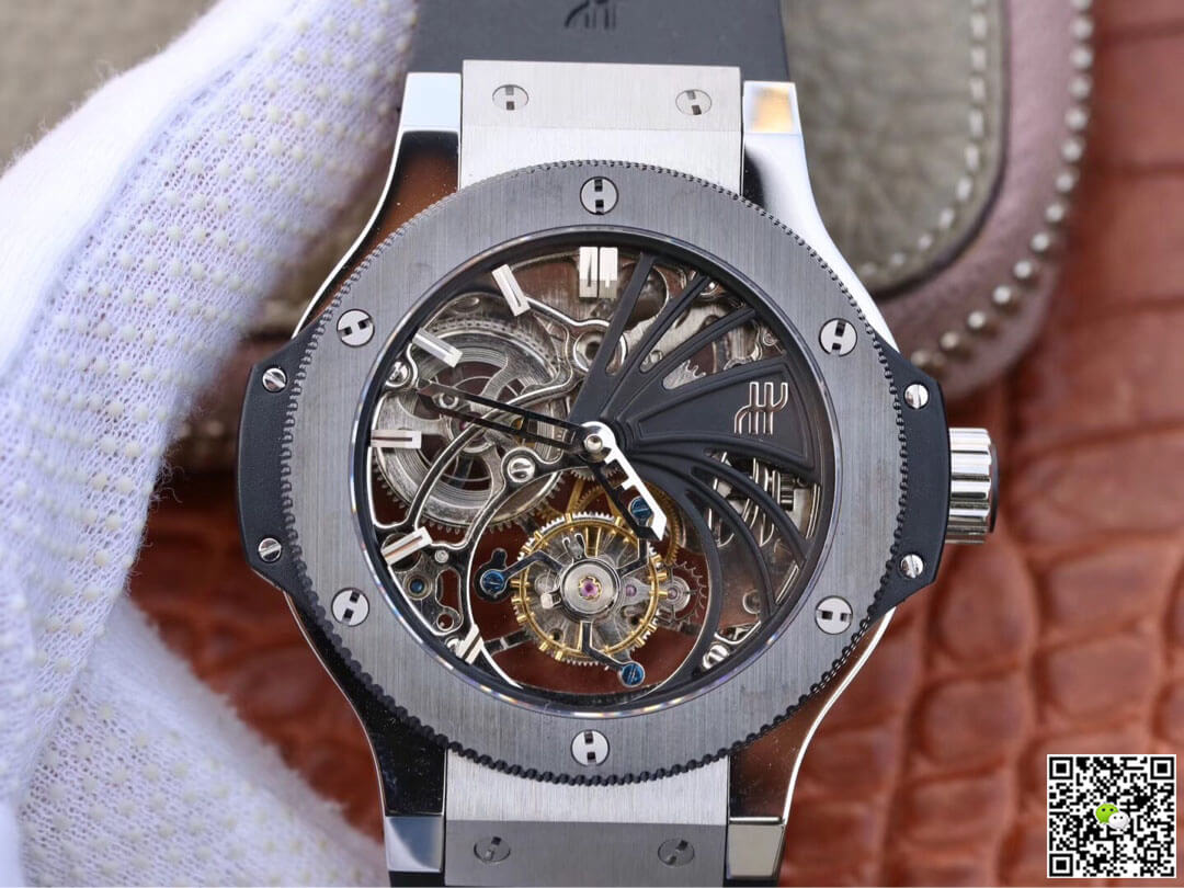 Best Replica Replica Hublot Big Bang Hollow Tourbillon 1:1 Best Edition Ceramic Bezel Skeleton Dial - Colareps
