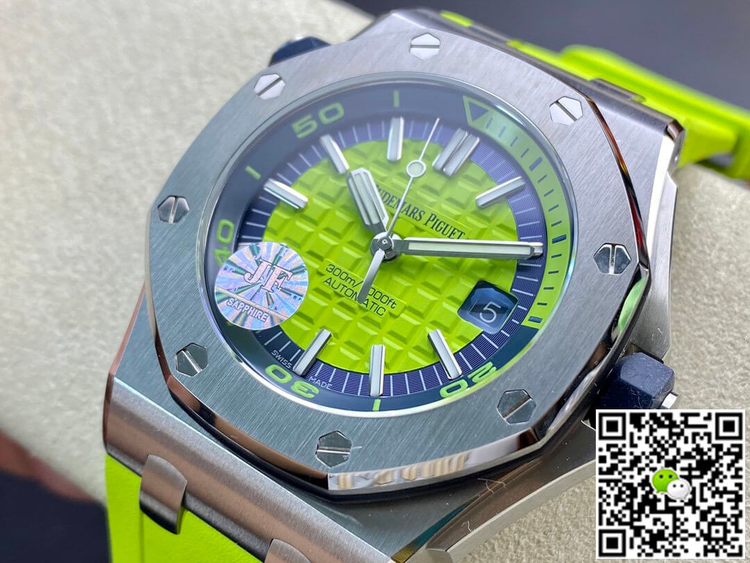 Best Replica Replica Audemars Piguet Royal Oak Offshore Diver 15710ST.OO.A038CA.01 JF Factory 1:1 Best Edition Swiss ETA3120 Green Textured Dial - Colareps