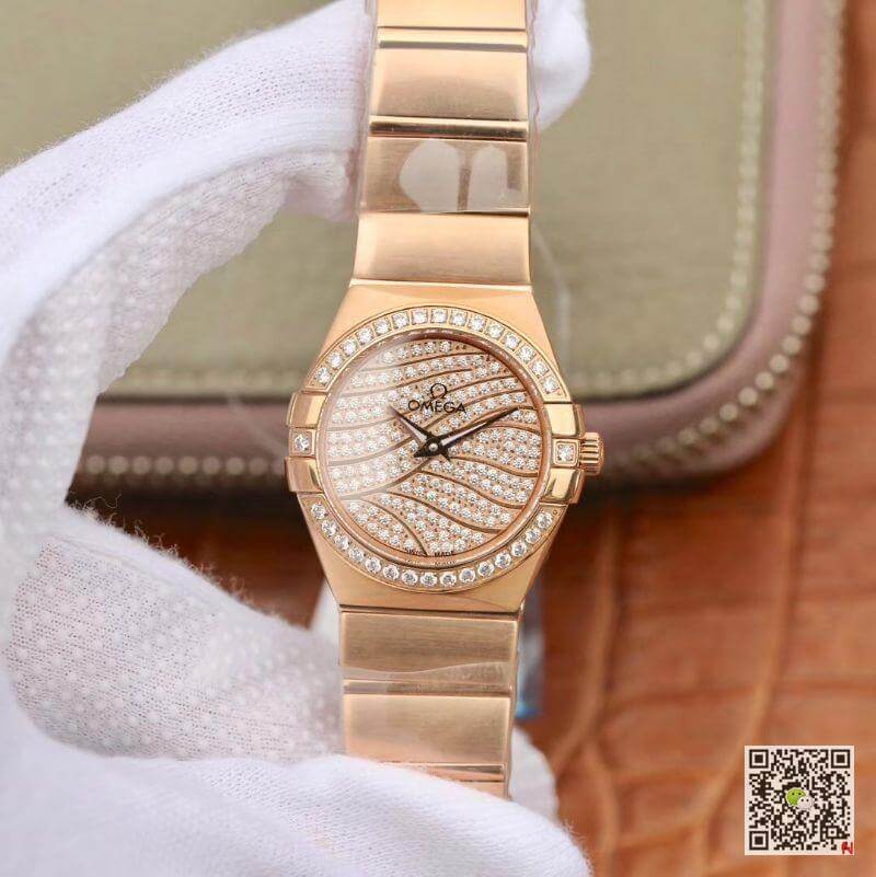 Best Replica Replica Omega Constellation 27mm Quartz Ladies 18K Rosegold TW Factory 1:1 Best Edition Swiss Eta Quartz 1376 - Colareps
