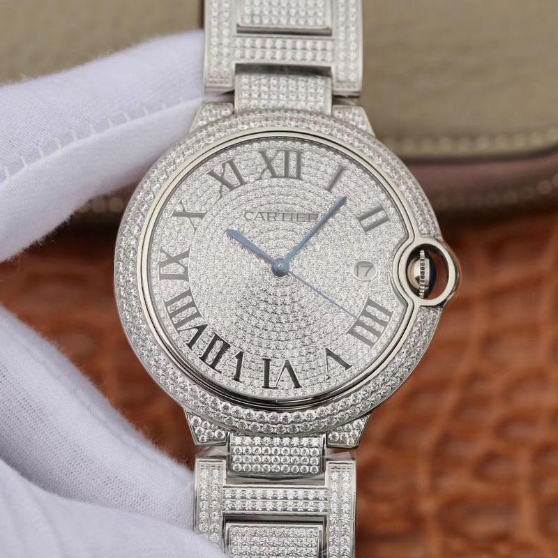 Best Replica Replica Ballon Bleu De Cartier WE9009Z3 42mm TW Factory 1:1 Best Edition Full Diamond Dial Swiss ETA2824 - Colareps