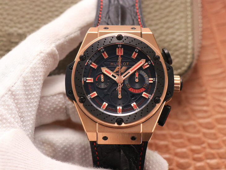 Best Replica Hublot Replica King Power Ferrari F1 1:1 Best Edition V6 Factory Black Dial Rose Gold - Colareps
