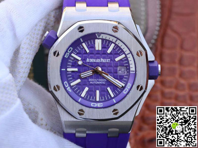 Best Replica Replica Audemars Piguet Royal Oak Offshore Diver 15710ST.OO.A077CA.01 1:1 Best Edition Swiss ETA3120 Superlumed Purple textured dial - Colareps