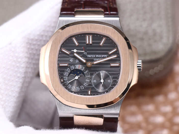 Best Replica Replica Patek Philippe Nautilus 5712GR-001 1:1 Best Edition PF Factory Rose Gold Leather Belt - Colareps