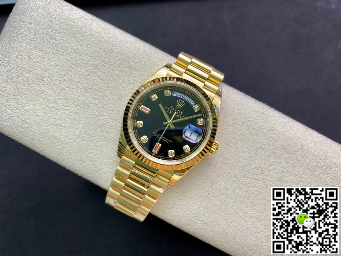 Best Replica Replica Rolex Day Date 118208 1:1 Best Edition EW Factory Black Dial - Colareps