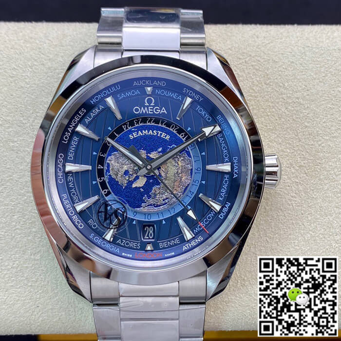 Best Replica Replica Omega Seamaster Aqua Terra GMT Worldtimer 220.10.43.22.03.001 1:1 Best Edition VS Factory Blue Dial Swiss ETA8938 - Colareps