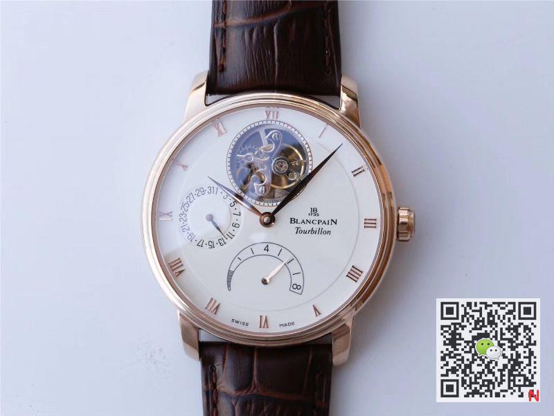 Best Replica Replica Blancpain Villeret 6025-1542-55 Real Tourbillon 1:1 Best Edition JB Factory Rose Gold Case Swiss Cal.25 - Colareps