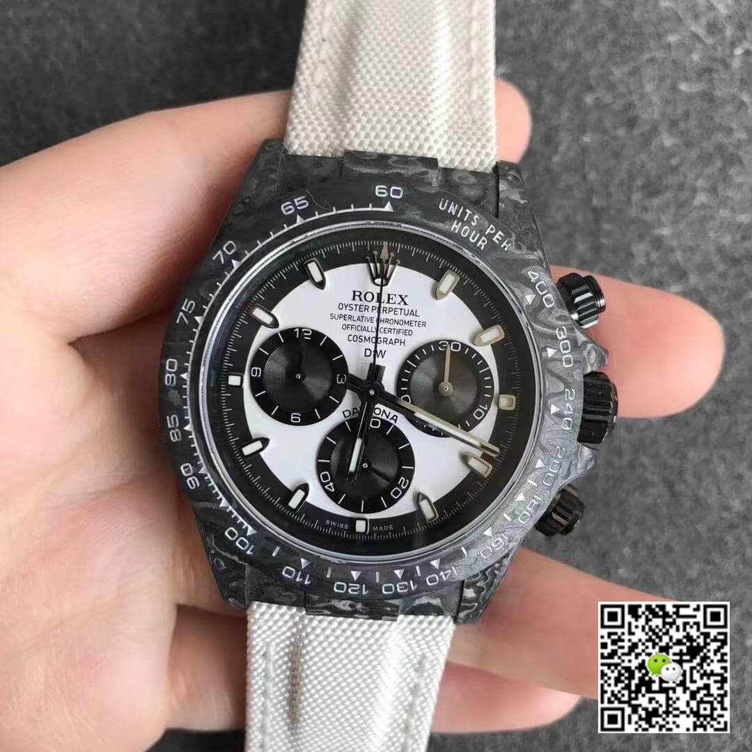 Best Replica Replica Rolex Daytona Cosmograph Carbon Fiber Diw Customized Version 1:1 Best Edition Noob Factory White Dial - Colareps