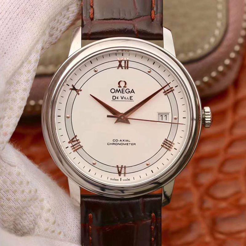 Best Replica Replica Omega De Ville Prestige 424.13.40.20.02.002 MKS Factory 1:1 Best Edition Swiss ETA9015 Brown Calfskin Leather Strap - Colareps