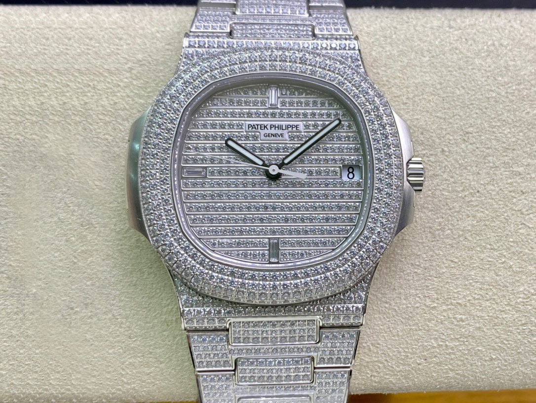 Best Replica Replica Patek Philippe Nautilus 5719/1G-001 1:1 Best Edition PPF Factory Full Diamond Dial - Colareps