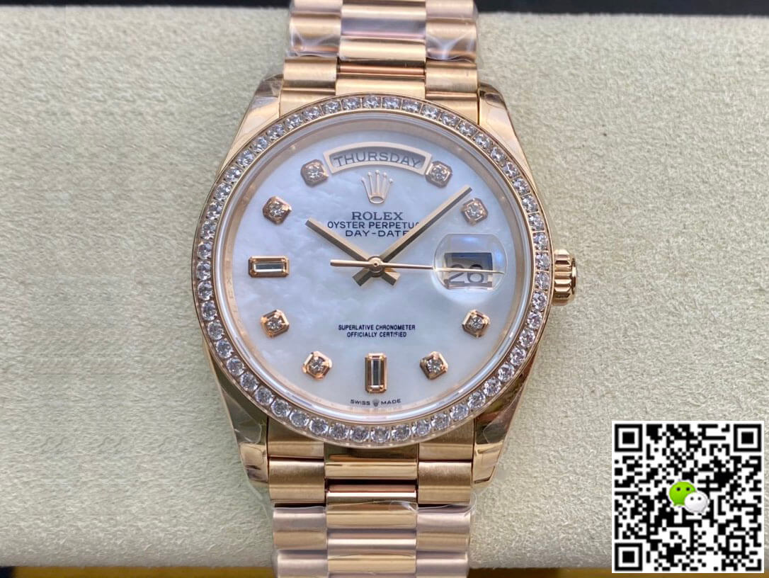 Best Replica Replica Rolex Day Date 128238 1:1 Best Edition EW Factory V2 Diamond-set Bezel - Colareps