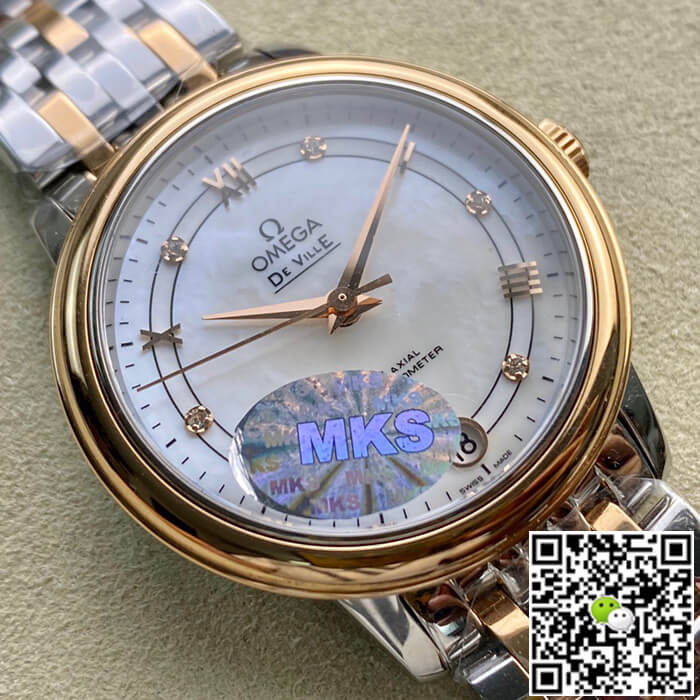 Best Replica Replica Omega De Ville 1:1 Best Edition MKS Factory Rose Gold Diamond Dial - Colareps