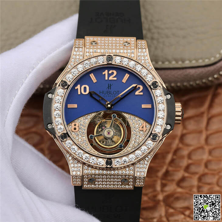 Best Replica Replica Hublot Big Bang Tourbillon 1:1 Best Edition Rose Gold Diamond Dial - Colareps