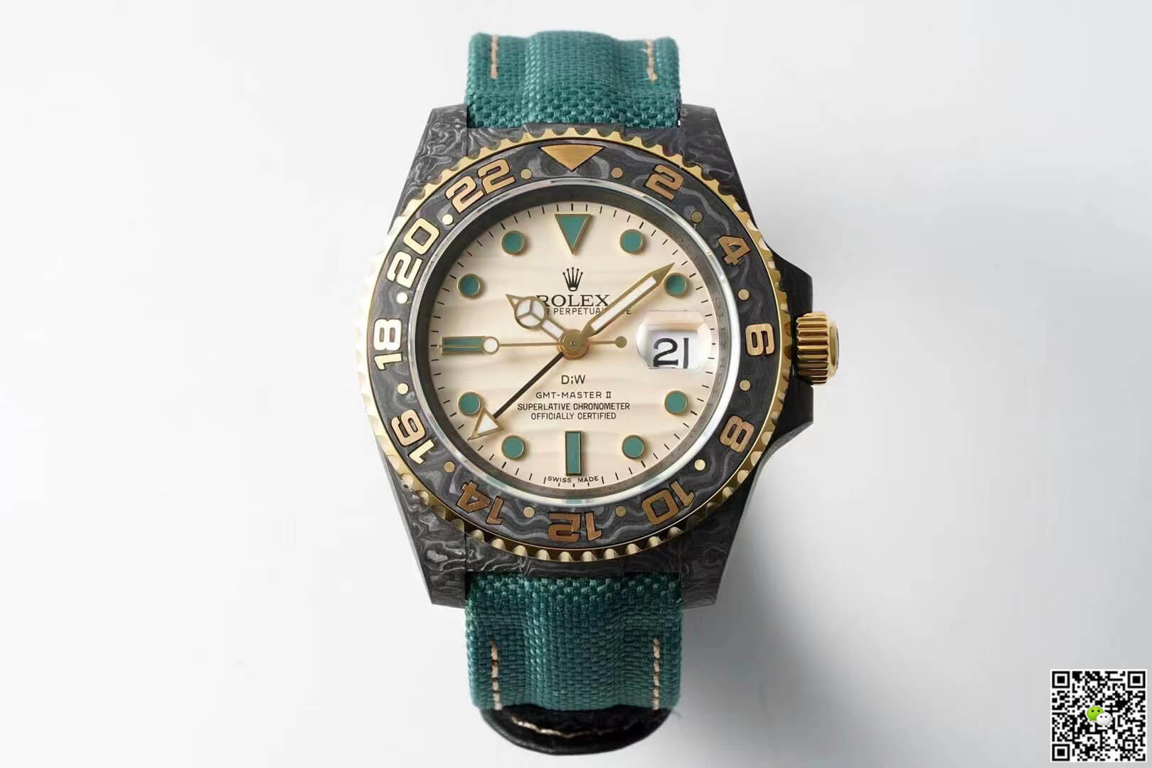 Best Replica Replica Rolex GMT-MASTER II Diw 1:1 Best Edition Green Fabric Strap - Colareps