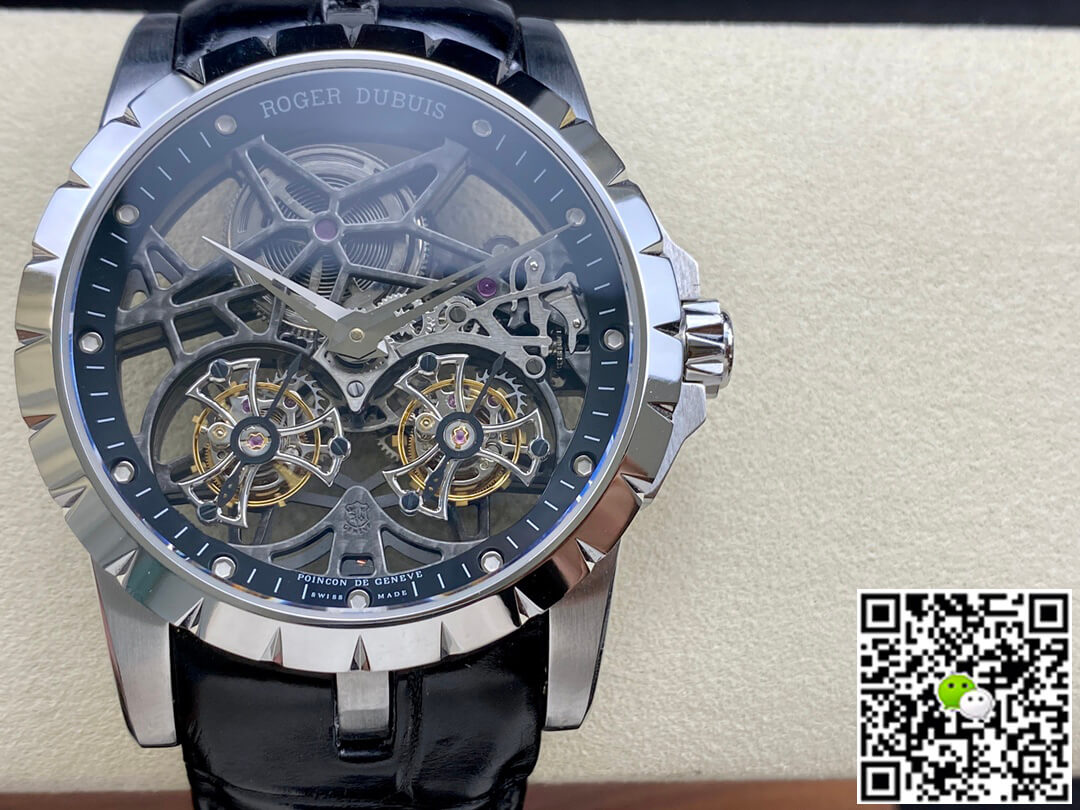 Best Replica Replica Roger Dubuis Excalibur RDDBEX0396 1:1 Best Edition YS Factory Skeleton Double Tourbillon Dial - Colareps