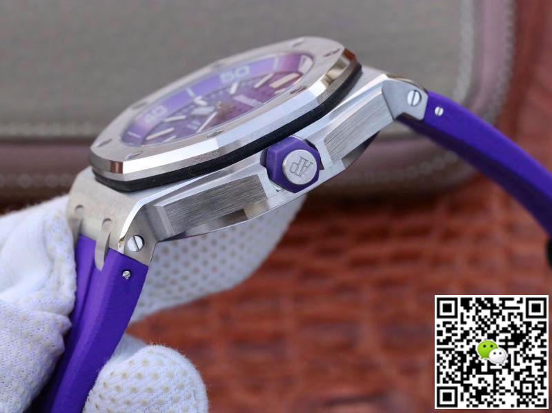 Best Replica Replica Audemars Piguet Royal Oak Offshore Diver 15710ST.OO.A077CA.01 1:1 Best Edition Swiss ETA3120 Superlumed Purple textured dial - Colareps