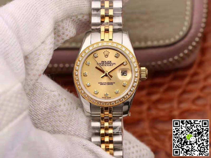 Best Replica Replica Rolex Lady Datejust 28MM 1:1 Best Edition Swiss NH05 Movement Plating 18K Gold Dial - Colareps