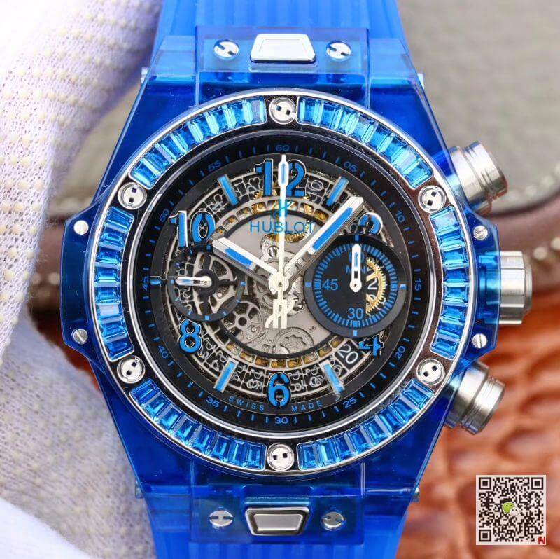 Best Replica Replica Hublot Big Bang Unico 411.JX.4802.RT Men Watches 1:1 Best Edition Swiss ETA1242 Blue Rubber Strap - Colareps