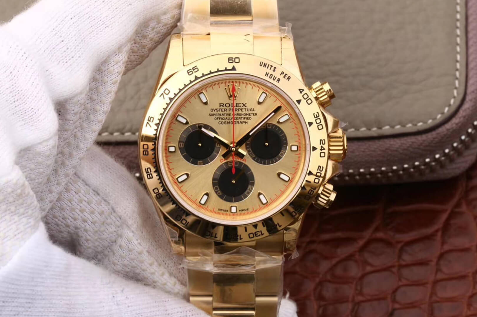 Best Replica Replica Rolex Daytona 116508 1:1 Best Edition JH Factory Yellow Gold Black Chronograph - Colareps