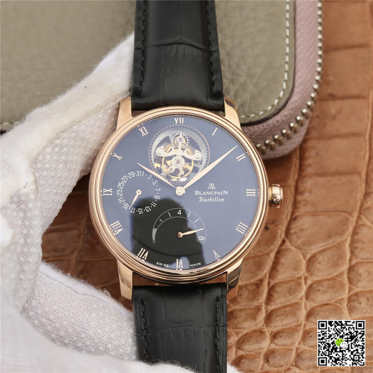 Best Replica Replica Blancpain Villeret 6025-3642-55B 1:1 Best Edition JB Factory Gold Case Black Dial - Colareps