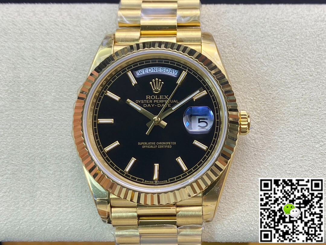 Best Replica Replica Rolex Day Date 40MM 1:1 Best Edition EW Factory Black Dial - Colareps