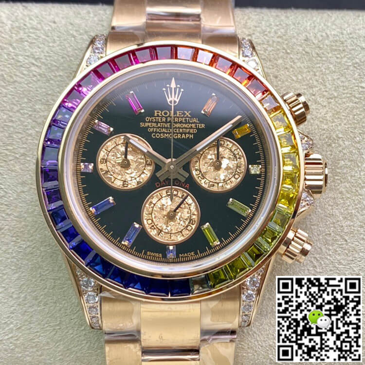 Best Replica Replica Rolex Daytona 116595 RBOW 1:1 Best Edition TW Factory Rose Gold Black Dial - Colareps
