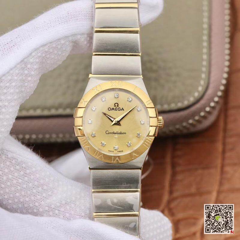 Best Replica Replica Omega Constellation 27mm Quartz Ladies TW Factory 1:1 Best Edition Swiss Eta Quartz 1376 Gold Dial - Colareps