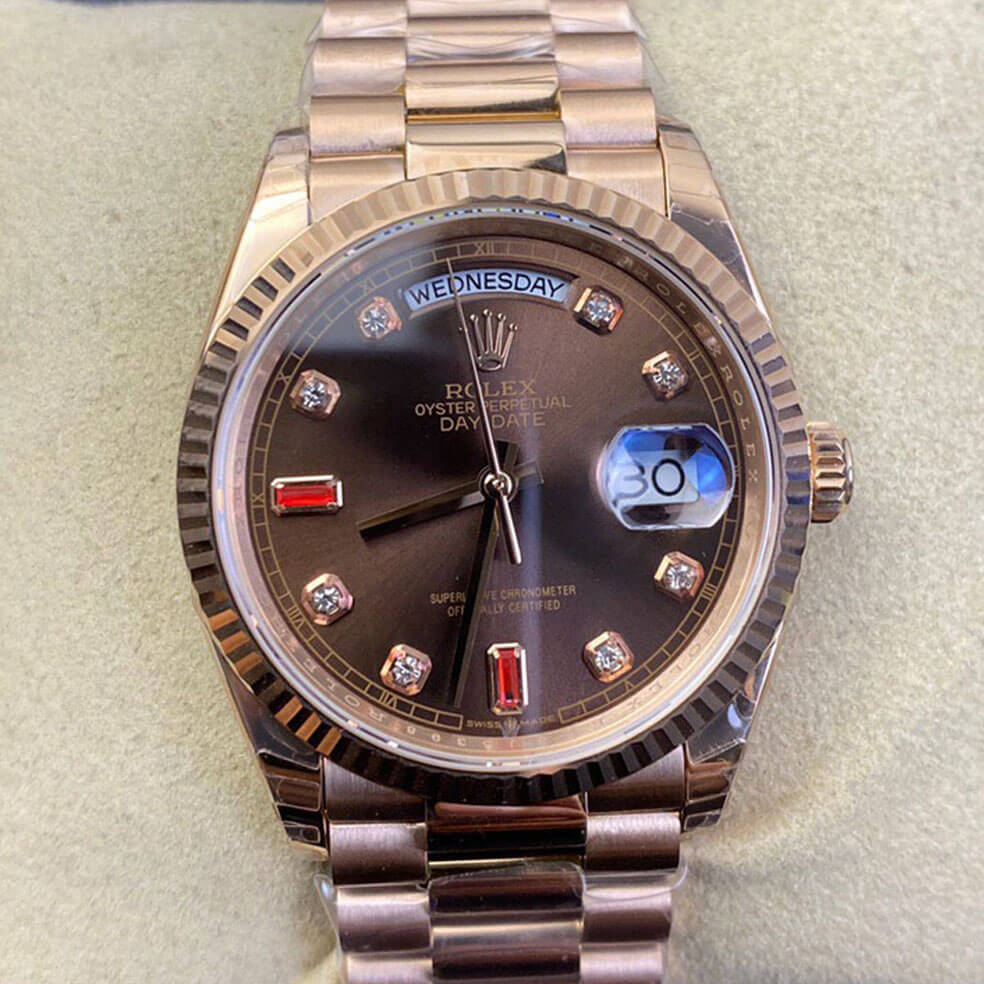 Best Replica Replica Rolex Day Date 118235 1:1 Best Edition EW Factory Brown Dial - Colareps