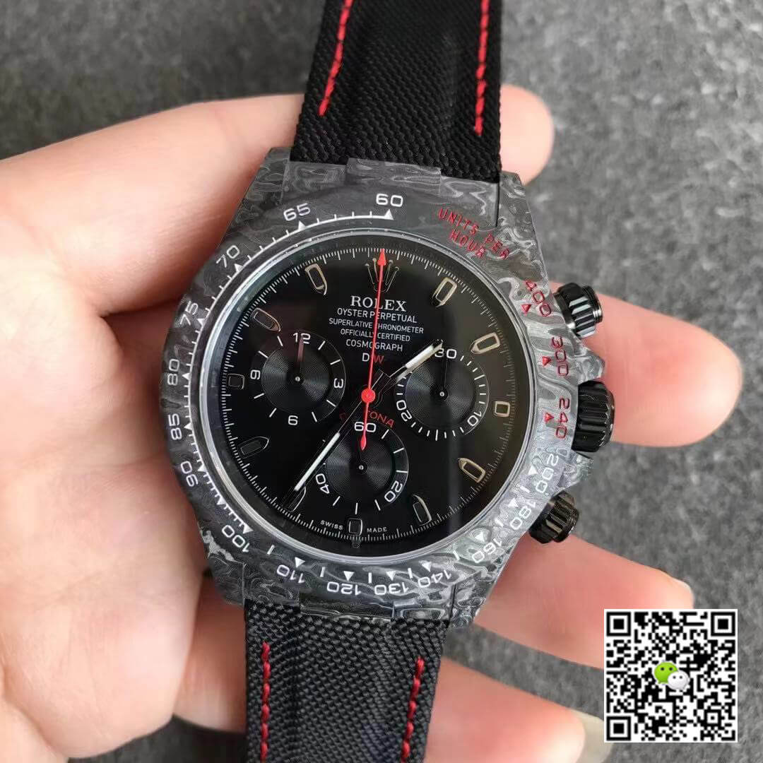 Best Replica Replica Rolex Daytona Cosmograph Carbon Fiber Diw Customized Version 1:1 Best Edition Noob Factory Black Dial - Colareps