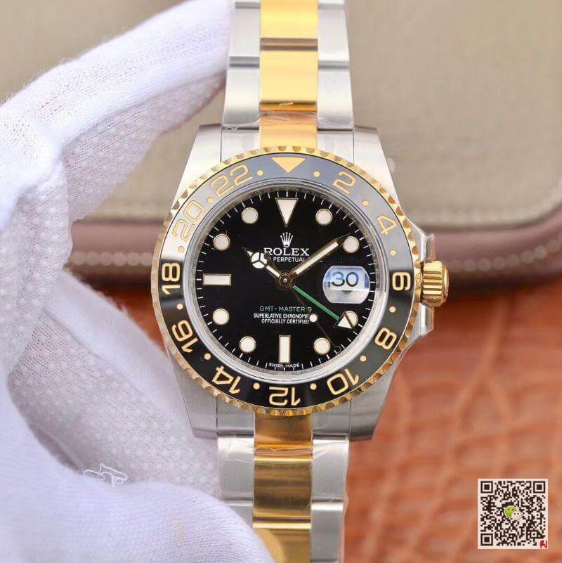 Best Replica Replica Rolex GMT Master II 116713 LN 40mm EW Factory 1:1 Best Edition Swiss ETA2836 Stainless Steel Two Tone Bracelet - Colareps