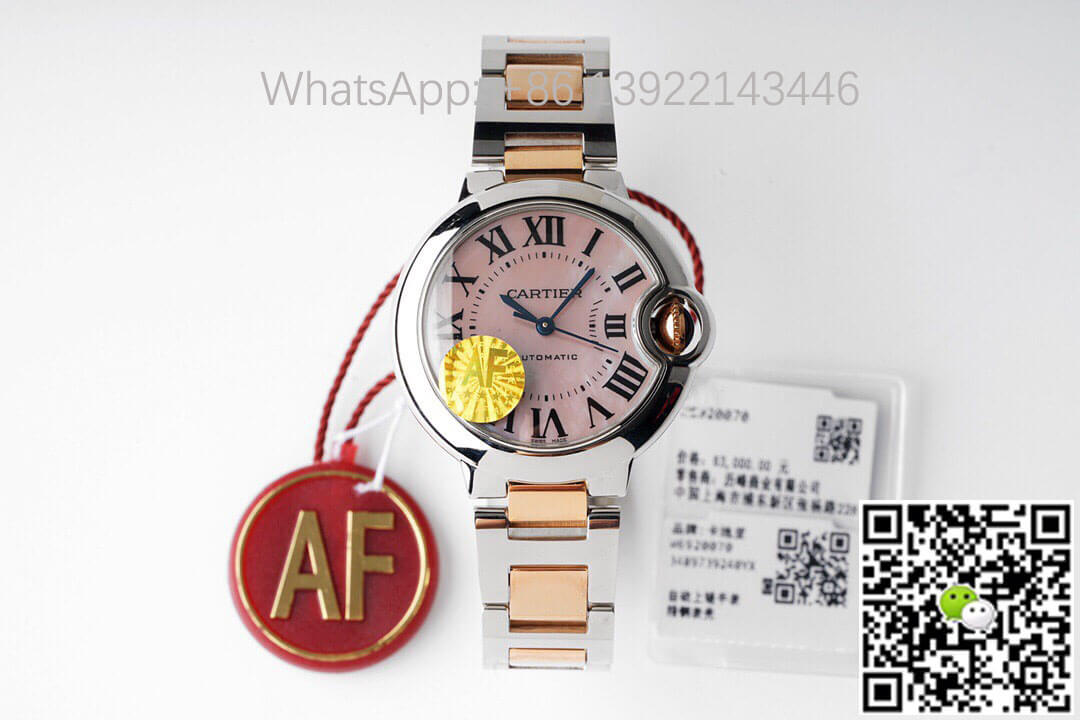 Best Replica Replica Ballon Bleu De Cartier 33MM W6920070 1:1 Best Edition AF Factory Pink Dial - Colareps