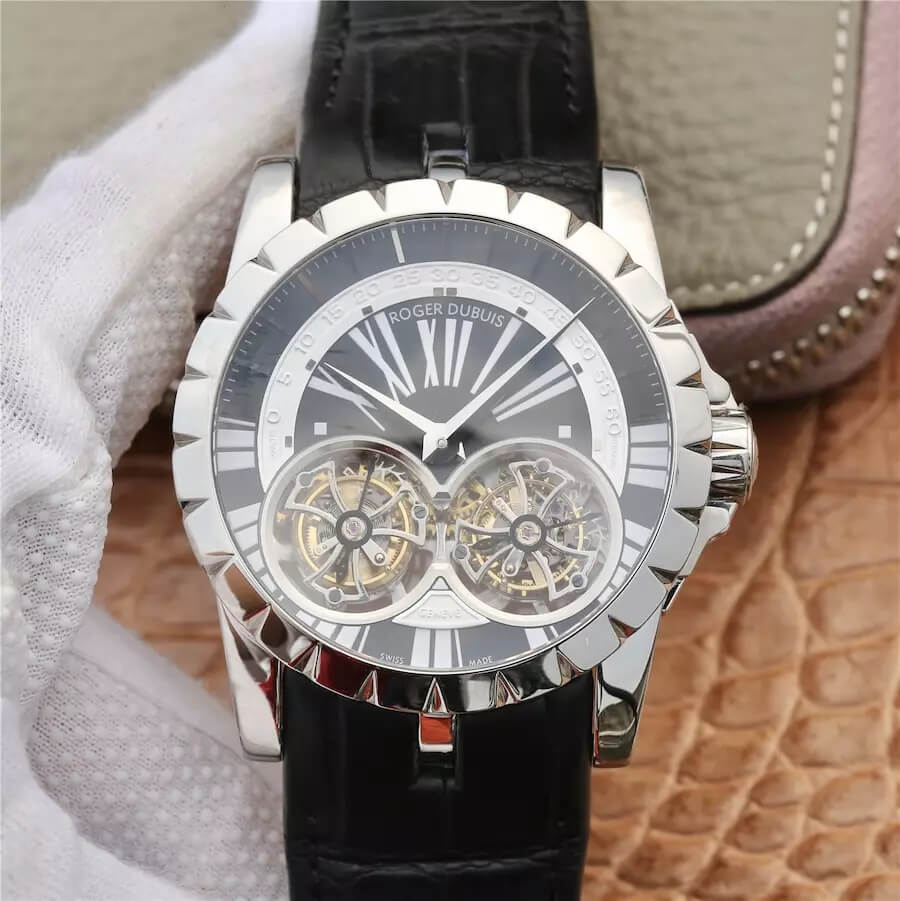 Best Replica Replica Roger Dubuis Excalibur RDDBEX0291 1:1 Best Edition JB Factory Tourbillon White Shell Black Dial - Colareps