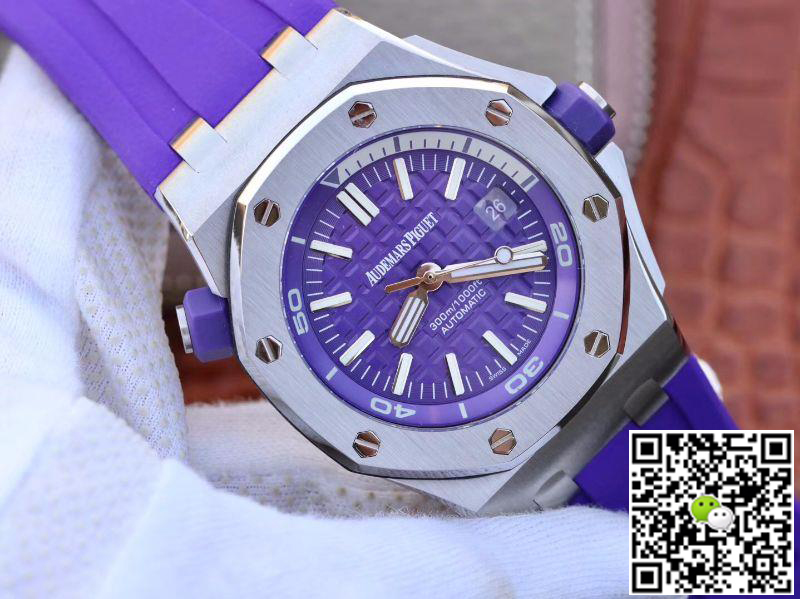 Best Replica Replica Audemars Piguet Royal Oak Offshore Diver 15710ST.OO.A077CA.01 1:1 Best Edition Swiss ETA3120 Superlumed Purple textured dial - Colareps
