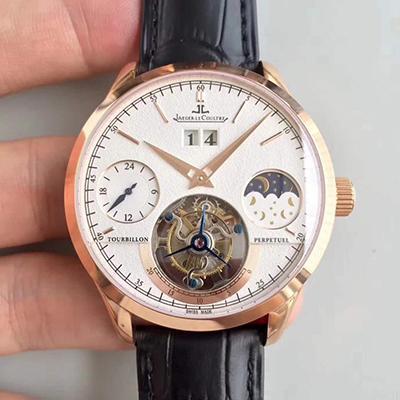 Best Replica Replica Jaeger-LeCoultre Master Grande Tradition Tourbillon Men Watches 1:1 Best Edition Swiss Tourbillon 18K Rose Gold White Dial - Colareps