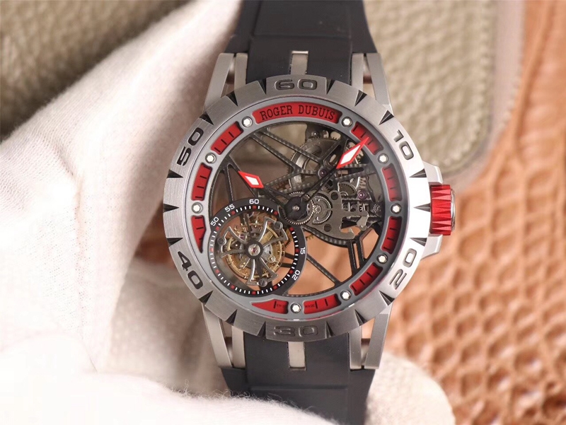 Best Replica Replica Roger Dubuis Excalibur Spidr (king series) RDDBEX0622 Tourbillon JB Factory 1:1 Best Edition red skeleton dial Swiss RD505SQ - Colareps