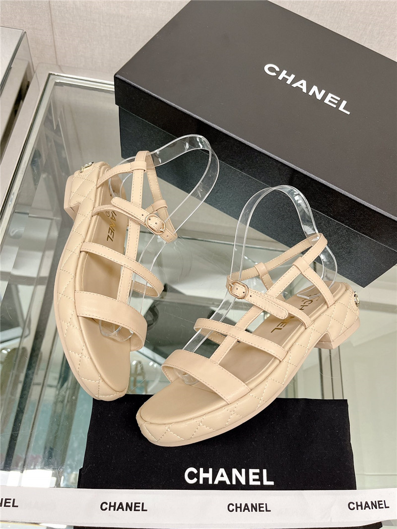 Best Replica Chanel rhombus platform thick heel sandals with thin straps - Colareps
