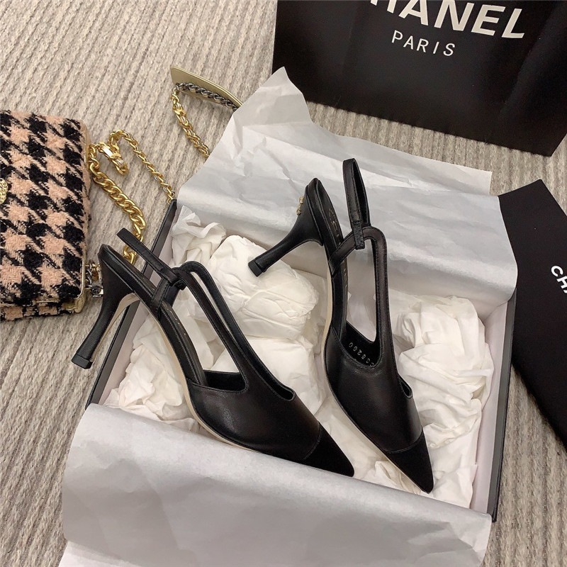 Best Replica Chanel Slingback Dupe heels in Black - Colareps