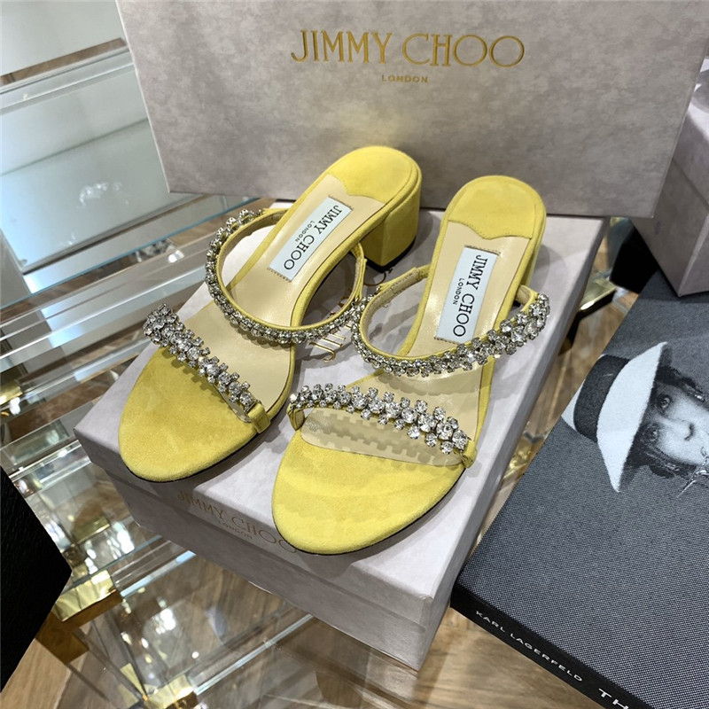 Best Replica Jimmy Choo Pearl Heels Dupe Rhinestone Low Heel Sandals - Colareps